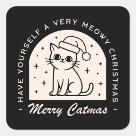 Cat Liebhaber lustiger Spaß spielt Weihnachtswünsc Quadratischer Aufkleber