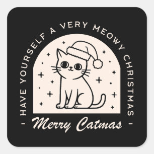 Cat Liebhaber lustiger Spaß spielt Weihnachtswünsc Quadratischer Aufkleber