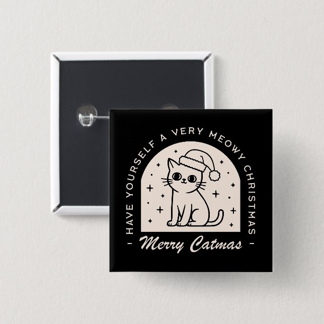 Cat Liebhaber lustiger Weihnachtswünsche Button (Vorne & Hinten)