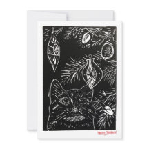 Cat Linocut Weihnachtskarte