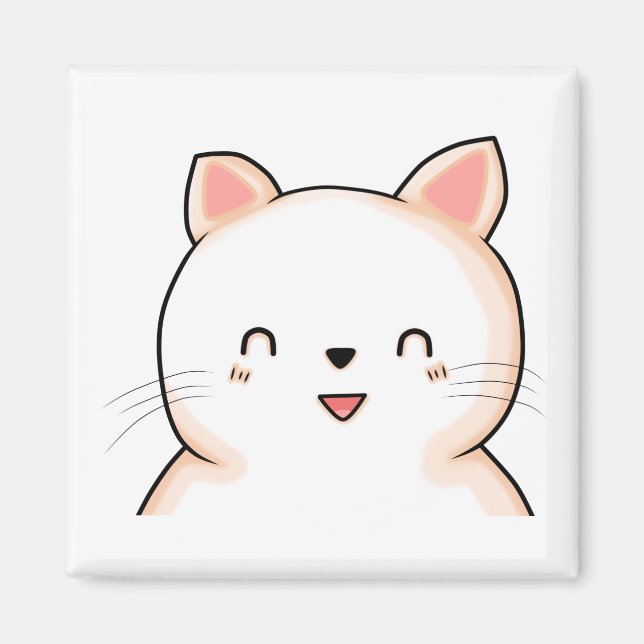 Cat Little Cat Kawaii Closed Eyes Animal Drawing. Magnet (Vorne)