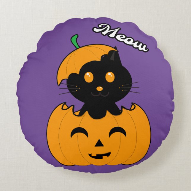 Cat-lloween Cojín redondo Rundes Kissen (Vorderseite)
