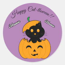  Cat-lloween Runder Aufkleber