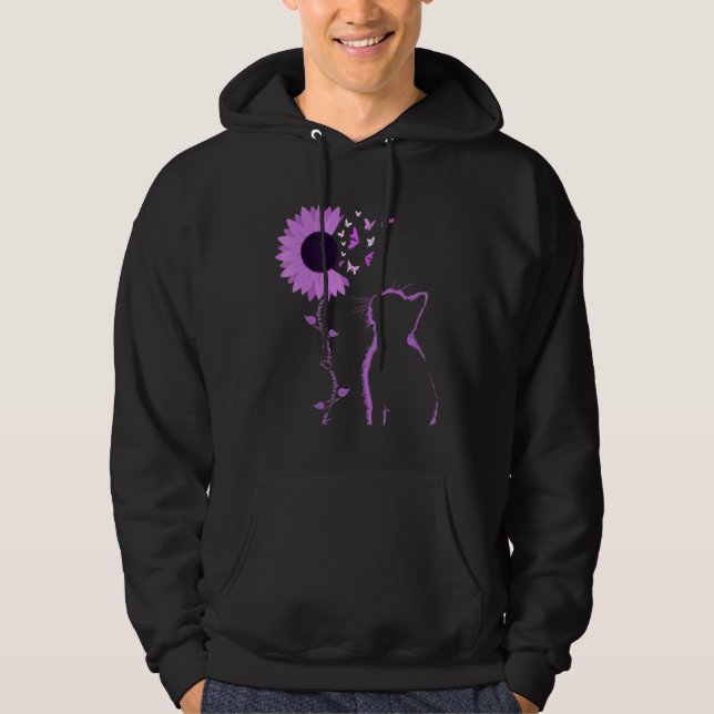 Cat Look Purple Sunflower Butterfly Overdose Aware Hoodie (Vorderseite)