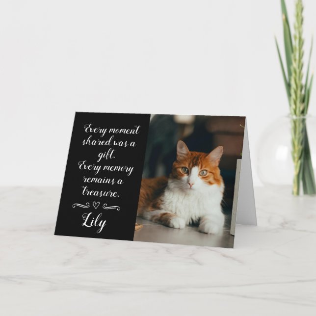 Cat Loss Sympathy Card Personalized Photo Pet Name Karte (Vorderseite)