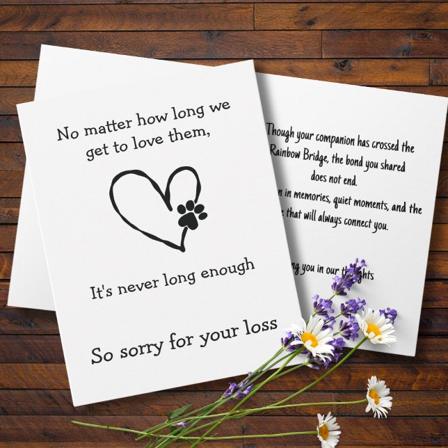 Cat Loss Sympathy Card with Heart and Paw Karte (Pet loss)