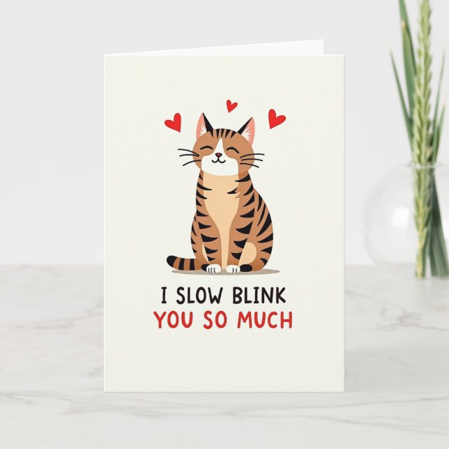 Cat Love Slow Blink Card Karte (Vorderseite)