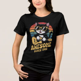 Cat Lover 1966 Birthday Ukulele Vintage 60th Bday Tri-Blend Shirt