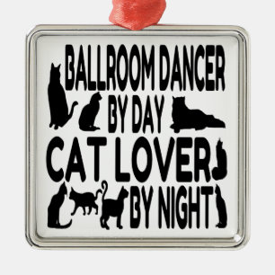 Cat Lover Ballroom Dancer Silbernes Ornament