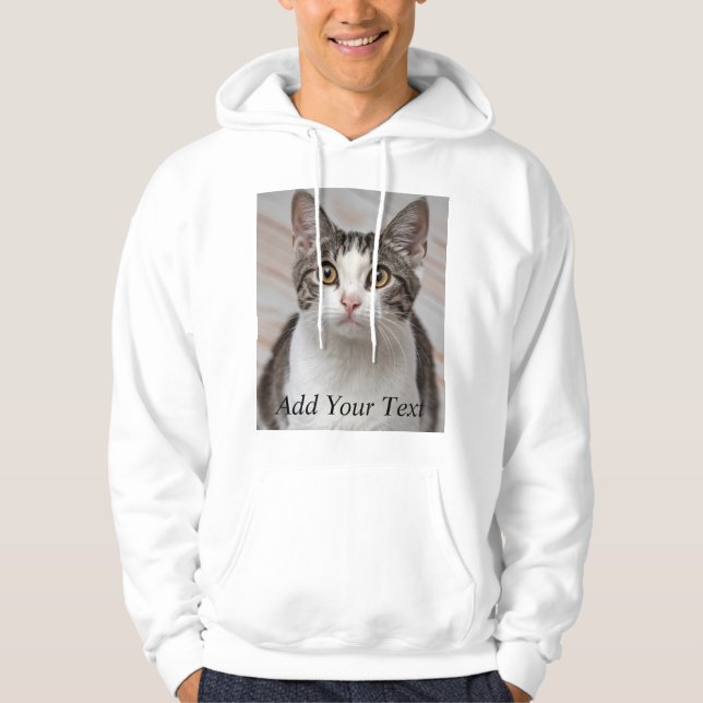 Cat Lover Benutzerdefiniertes Foto und Name Person Hoodie (Vorderseite)