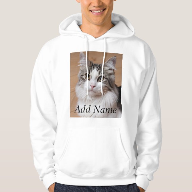 Cat Lover Benutzerdefiniertes Foto und Name Person Hoodie (Vorderseite)