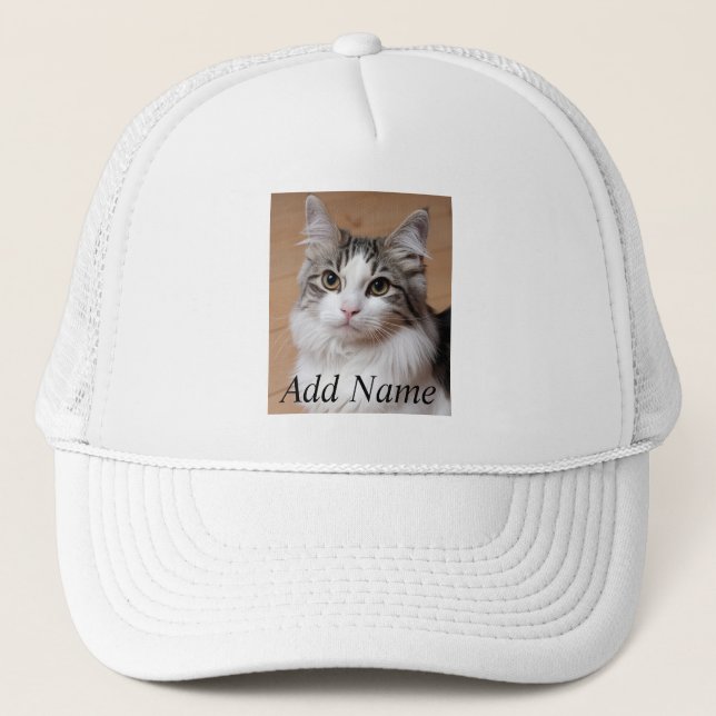 Cat Lover Benutzerdefiniertes Foto und Name Person Truckerkappe (Vorderseite)