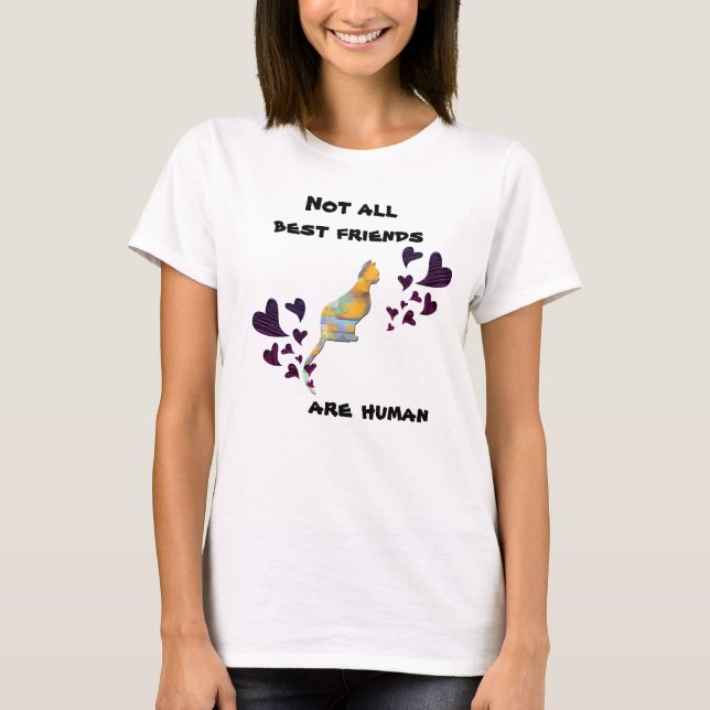Cat Lover Best Friend Hearts Sitting Kitty Pet T-Shirt (Vorderseite)