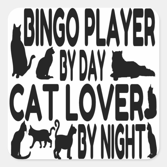 Cat Lover Bingo Player Quadratischer Aufkleber (Vorderseite)