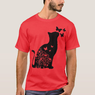 Cat Lover Blume Butterfly Floral Girls Cat T-Shirt
