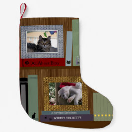 Cat Lover Bücher auf einem Regal Kleiner Weihnachtsstrumpf