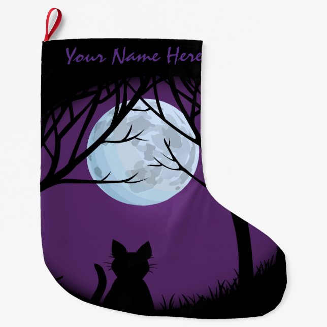Cat Lover Christmas Strumpf Individueller Strumpf Großer Weihnachtsstrumpf (Vorderseite)