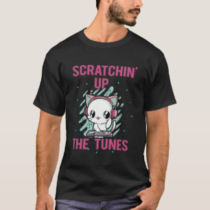 Cat Lover Dj Turntable Kopfhörer Audiologe Disk T-Shirt