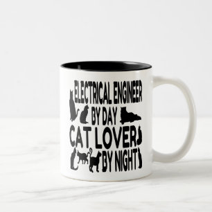 Cat Lover Electrical Engineer Zweifarbige Tasse