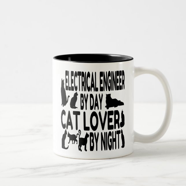 Cat Lover Electrical Engineer Zweifarbige Tasse (Rechts)