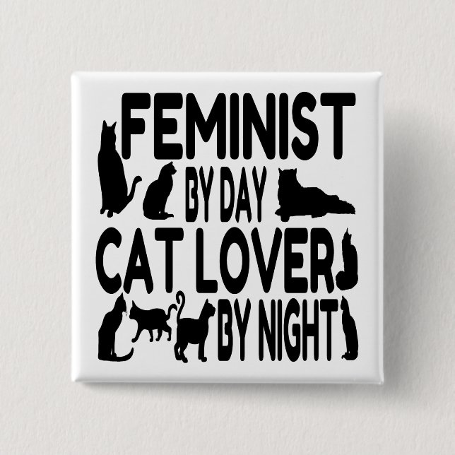Cat Lover Feminist Button (Vorderseite)