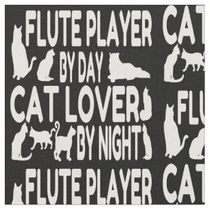Cat Lover Flute Player Stoff