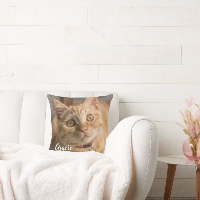 Cat Lover Gift - Custom Pet Foto von Keepsake Cat Kissen (Liege)