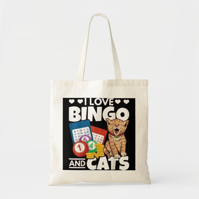 Cat Lover I Liebe Bingo and Cats Gambling Bingo Pl Tragetasche (Vorne)