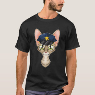 Cat Lover I Polizeichef I Police Devon Rex Cat T-Shirt