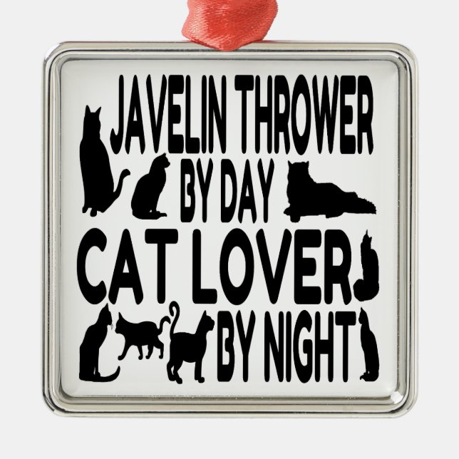 Cat Lover Javelin Thrower Silbernes Ornament (Vorne)