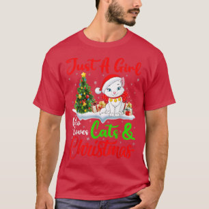 Cat Lover Just a Girl, die Katzen und Weihnachten T-Shirt