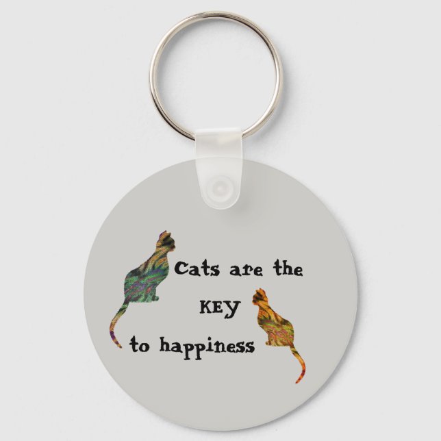 Cat Lover Key to Happy Pets Mosaic Kittens Schlüsselanhänger (Vorderseite)