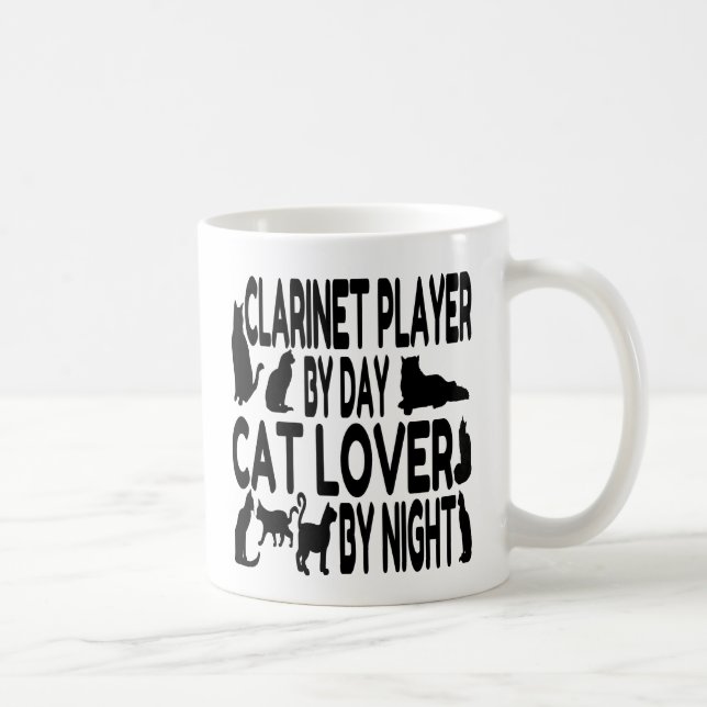 Cat Lover Klarinet Player Kaffeetasse (Rechts)