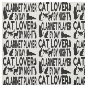 Cat Lover Klarinet Player Stoff