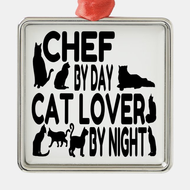 Cat Lover Koch Silbernes Ornament (Vorne)
