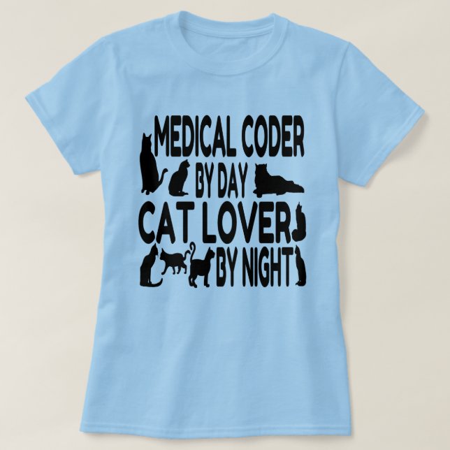 Cat Lover Medical Coder T-Shirt (Design vorne)