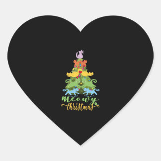 Cat Lover Merry Meowy Christmas Tree Cat Holiday G Herz-Aufkleber