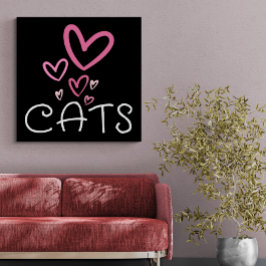 Cat Lover mit rosa Lovehearen Leinwanddruck