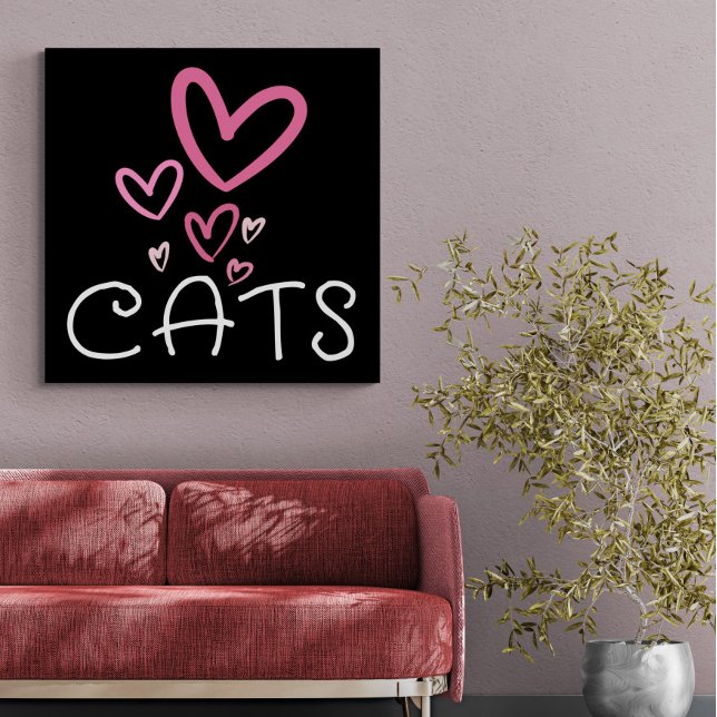 Cat Lover mit rosa Lovehearen Leinwanddruck (Von Creator hochgeladen)