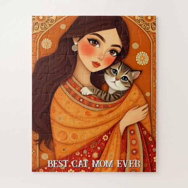 Cat lover Mom Photo  orange (Vertikal)
