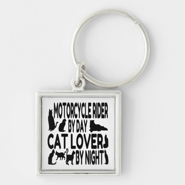 Cat Lover Motorradfahrer Schlüsselanhänger (Vorne)