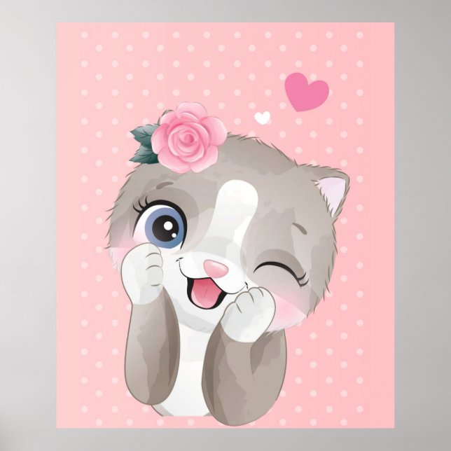 Cat Lover | Niedlich Kleine Kätzchen Poster (Vorne)