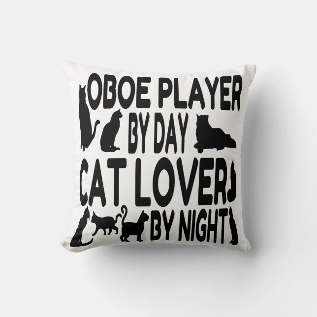 Cat Lover Oboe Player Kissen (Vorderseite)