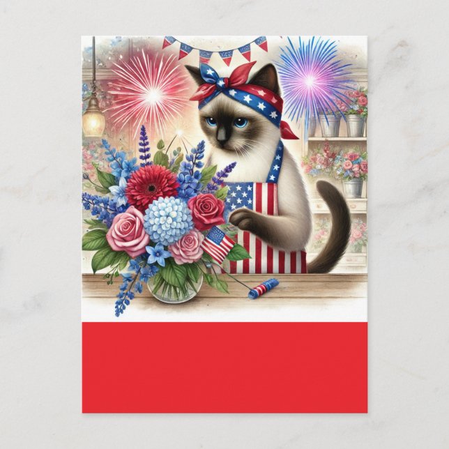 CAT Lover Party 4. Juli Unabhängigkeitstag Postkarte (Vorderseite)