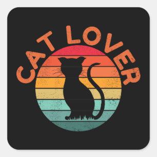 CAT LOVER QUADRATISCHER AUFKLEBER