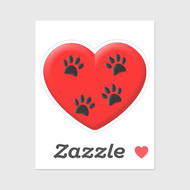 Cat Lover Red Heart and Paws Classic Aufkleber (Blatt)