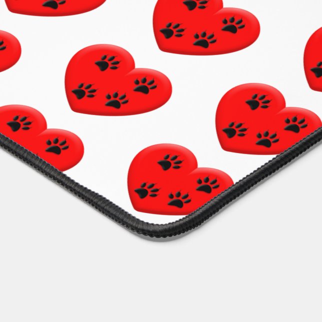 Cat Lover Red Heart and Paws Classic Schreibtischunterlage (Ecke)