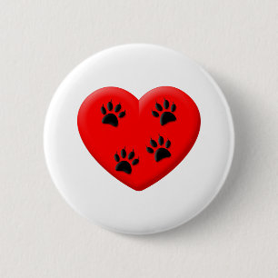 Cat Lover Rotes Herz und Paare Button