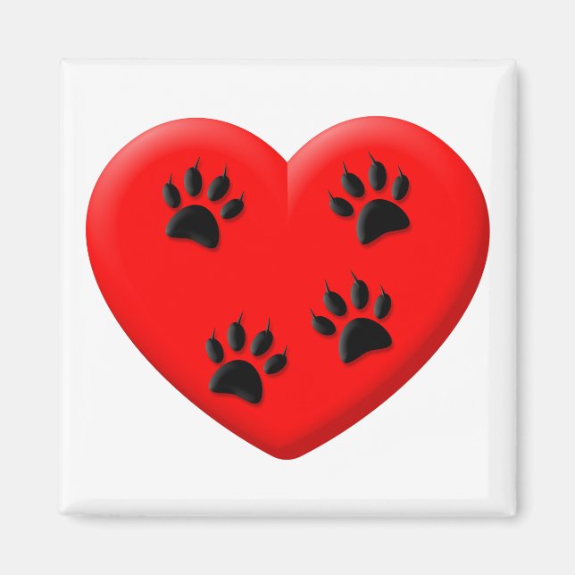Cat Lover Rotes Herz und Paare Magnet (Vorne)