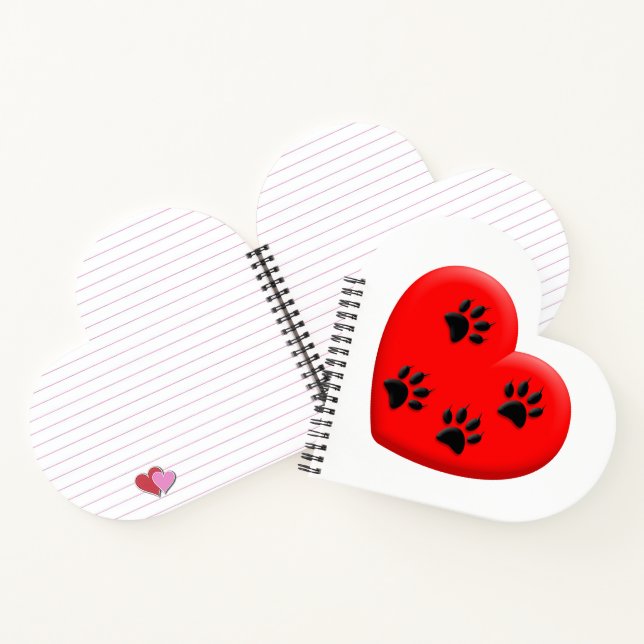 Cat Lover Rotes Herz und Paare Notizbuch (Innenseite)